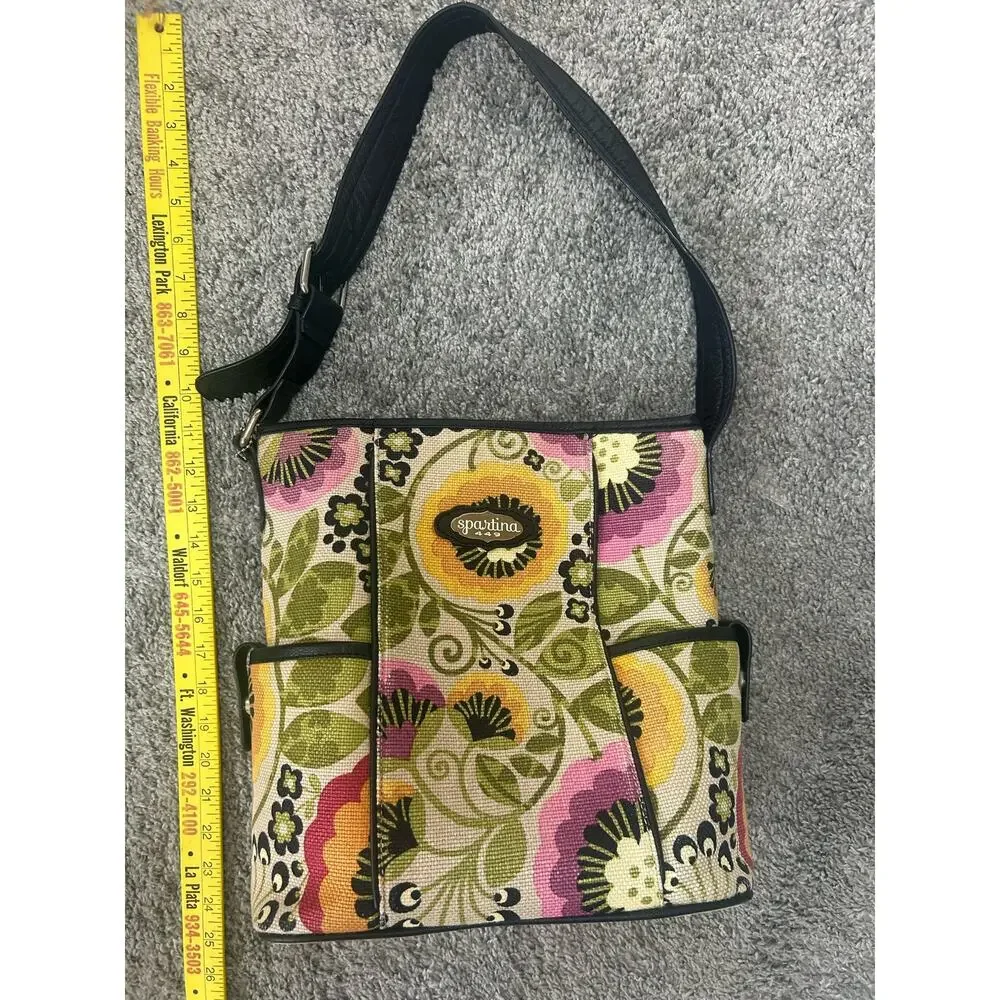 Spartina 449 Daufuskie Island Linen Leather Tote Purse Floral